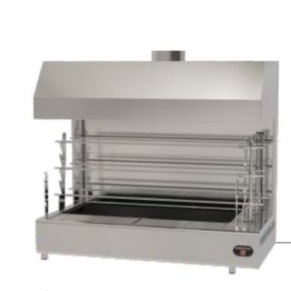 Επαγγελματική ανοξείδωτη επιτραπέζια ψησταριά κάρβουνου με σούβλες ένα ατέρμονα και χοάνη VKN-TLGH3  160χ61χ150 εκ