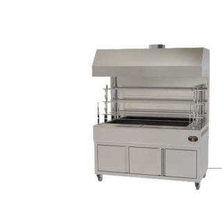 Επαγγελματική ανοξείδωτη επιδαπέδια ψησταριά κάρβουνου με σούβλες δύο ατέρμονες και χοάνη VKN-LGH6  160χ81χ200 εκ