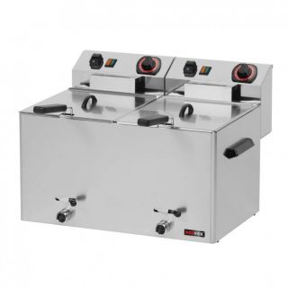 Φριτέζα  ηλεκτρική διπλή με βρυσάκια απορροής επιτραπέζια FE77 V 54x42x37 εκ