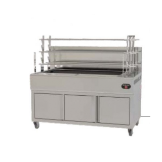 Επαγγελματική ανοξείδωτη επιδαπέδια ψησταριά κάρβουνου με σούβλες ένα ατέρμονα VKN-LG3  160χ61χ154 εκ