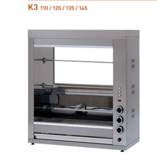 Κοτοπουλιέρα - Σούβλα αερίου επιτραπέζια με 3 Σούβλες 135x50x115 εκ PN-K3/135